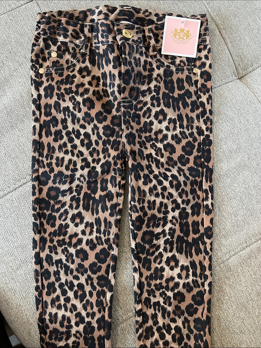 Juicy Couture Girls' Leopard Print Jeans in Brown and Black